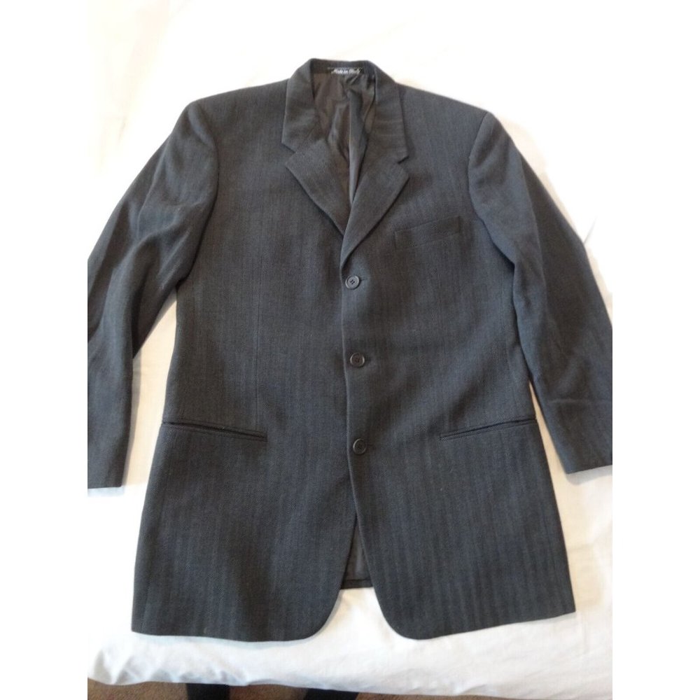 GIORGIO ARMANI Le Collezioni Made Italy‎ Wool Slate Gray JACKET Herringbone 40R